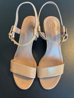 Tory Burch Blush Patent Leather Slingback Sandals